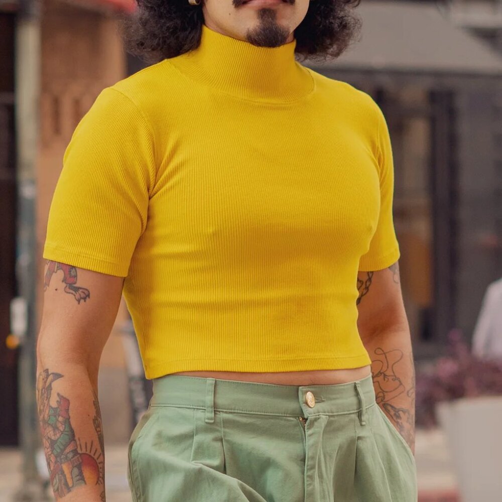 Big Bud Press ½ Sleeve Essential Turtleneck in Golden Yellow